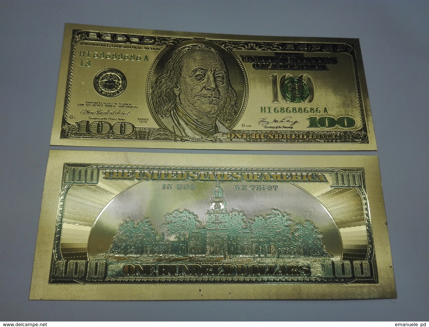 USA 100 Dollars Old Type Polymer Fantasy Gold Banknote - Bilglietti Della Riserva Federale (1928-...)