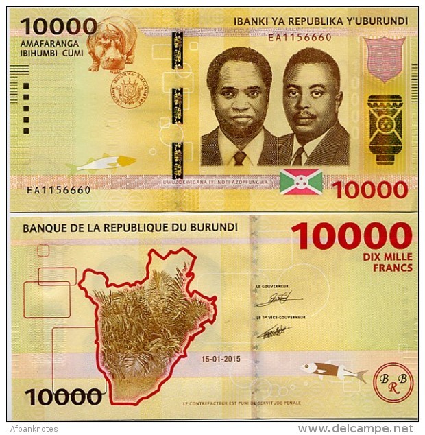 BURUNDI     Set 500-1000-2000-5000-10,000 Francs       P-50>>P-54       15.1.2015       UNC - Burundi