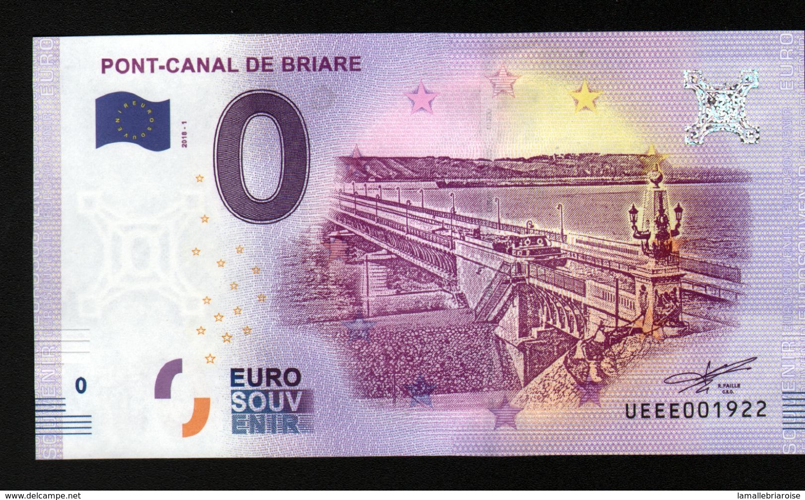 France - Billet Touristique 0 Euro 2018 N° 1922 (UEEE001922/5000) - PONT-CANAL DE BRIARE - Essais Privés / Non-officiels