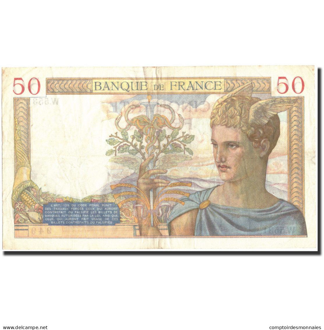 France, 50 Francs, 50 F 1934-1940 ''Cérès'', 1937, 1937-01-28, TTB - 50 F 1934-1940 ''Cérès''