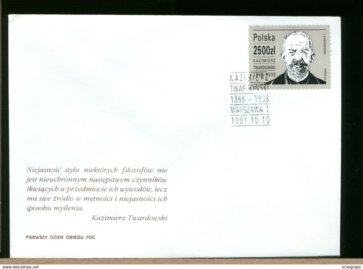 POLSKA - FDC - 1991 -  KAZIMIRIEZ TWARDOWSKI - FDC