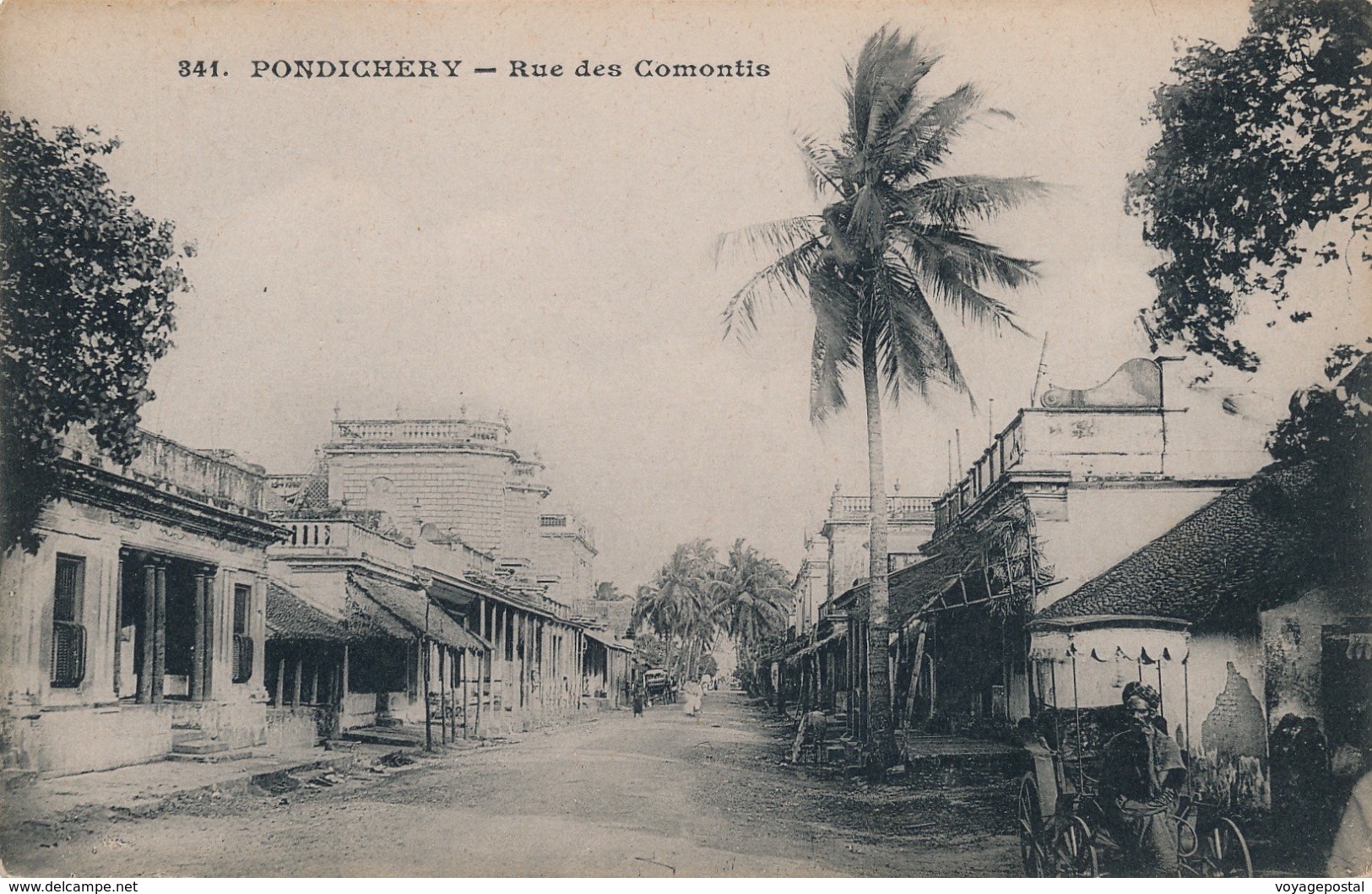 Carte Postale Pondicherry Rue Des Comontis Messageries Maritimes - India
