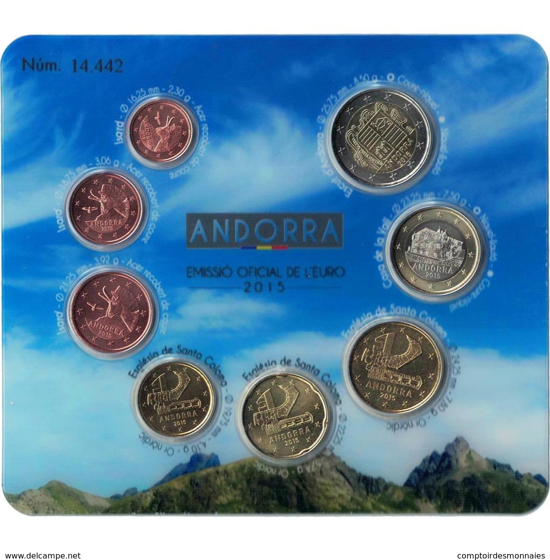 Andorra, Euro-Set, 1 Cent To 2 Euro, 2015, FDC - Andorre