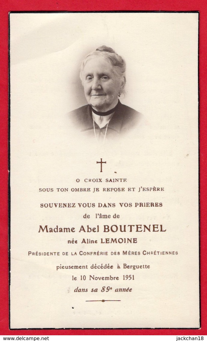 -- IMAGE MORTUAIRE De MADAME ABEL BOUTENEL Née ALINE LEMOINE  Décédée à BERGUETTE (Pas De Calais)  -- - Devotion Images