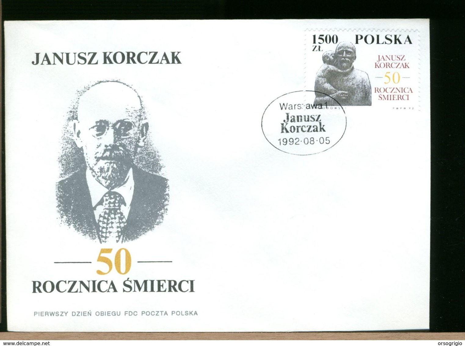 POLSKA - FDC - 1992 - JANUSZ KORCZAK - FDC