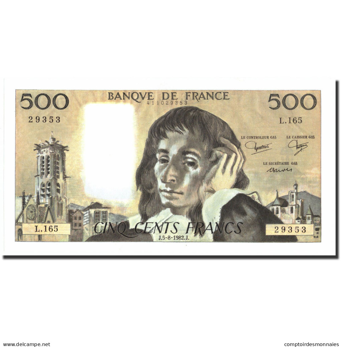 France, 500 Francs, 500 F 1968-1993 ''Pascal'', 1982, 1982-08-05, NEUF - 500 F 1968-1993 ''Pascal''