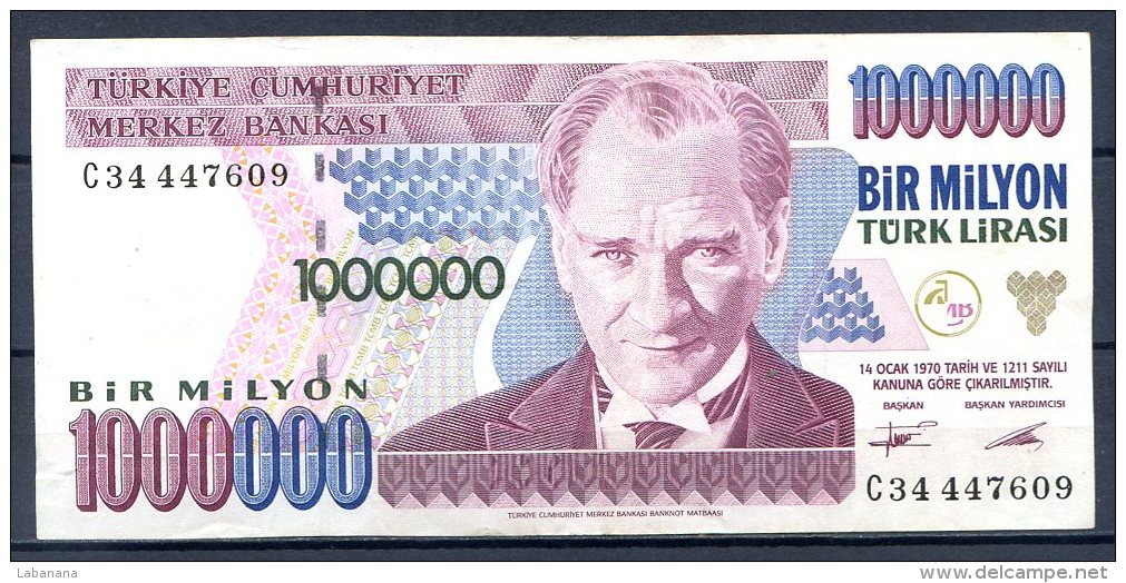 459-Turquie Billet De 1 000 000 Lira 1995 C34 - Turkey