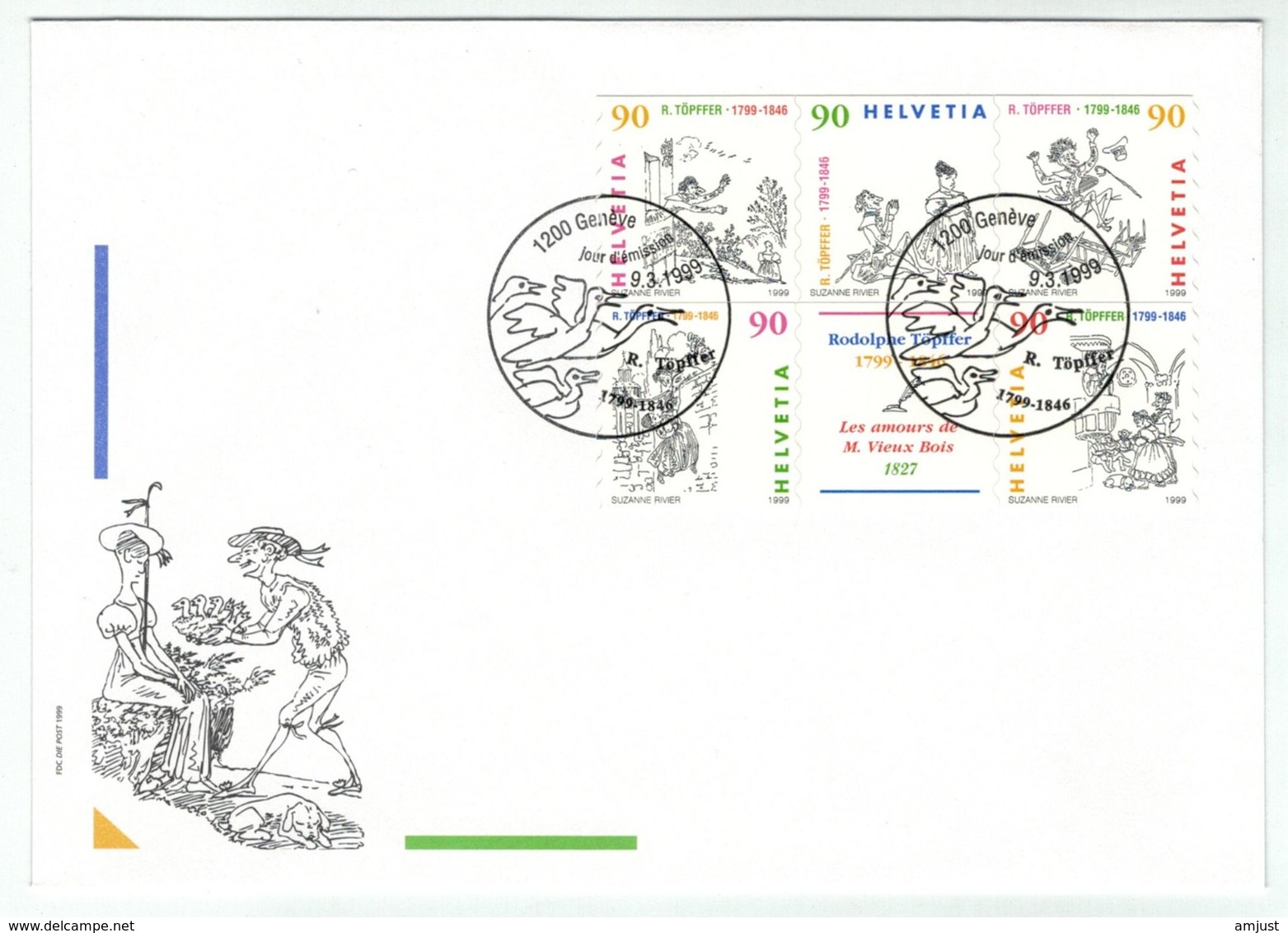 Suisse /Schweiz/Svizzera/Switzerland // FDC // 1999 //  Rodolf Töpffer , Lettre 1er Jour - FDC