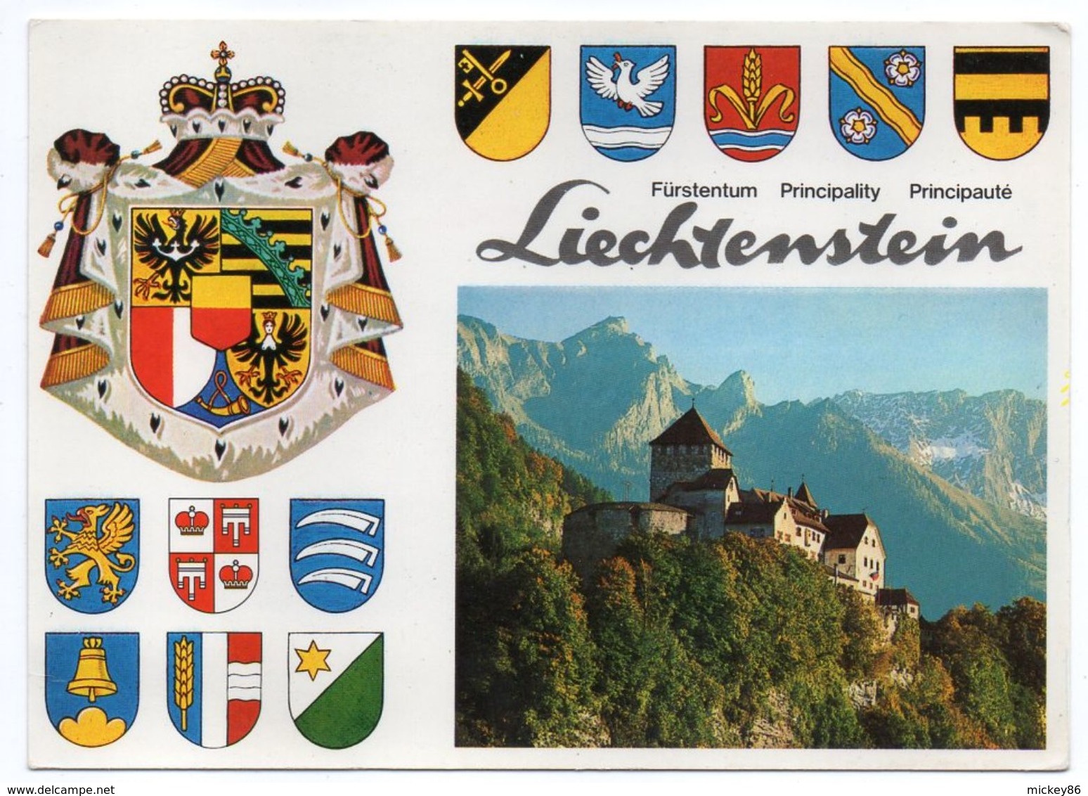 LIECHTENSTEIN--1980--Chateau + Nombreux Blasons --- Cachets  + Beau Timbre - Liechtenstein