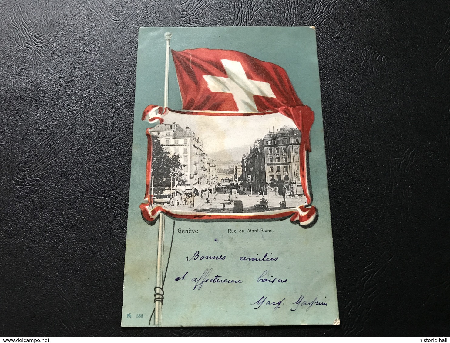 555 - GENEVE Rue Du Mont Blanc (Drapeau Suisse) - 1904 Timbrée - Genève