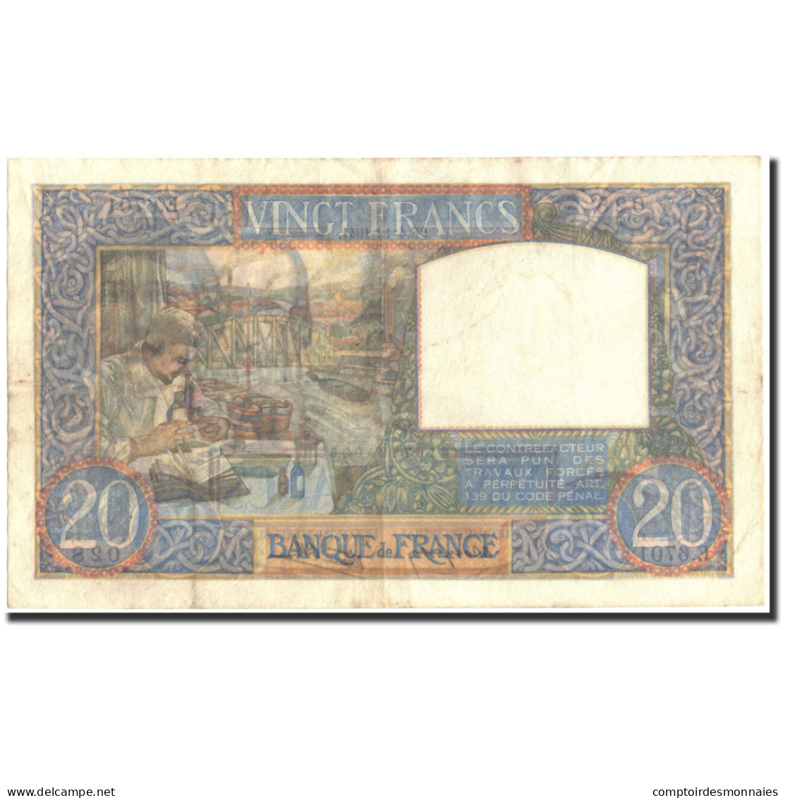 France, 20 Francs, 20 F 1939-1942 ''Science Et Travail'', 1941, 1941-12-04 - 20 F 1939-1942 ''Science Et Travail''