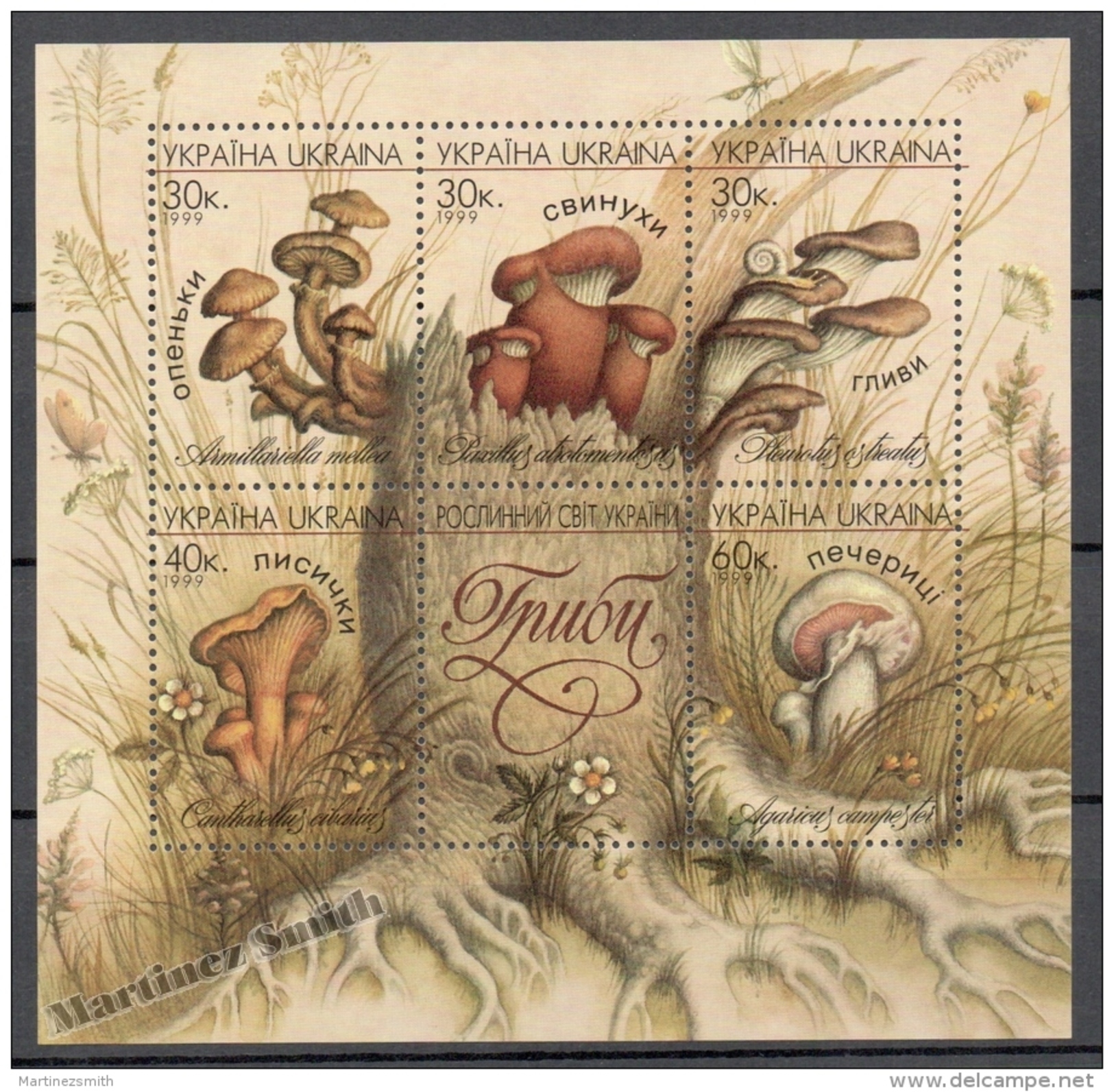 Ukraine 1999 Yvert  BF 13E - Flora - Mushrooms - Miniature Sheet - MNH - Ukraine