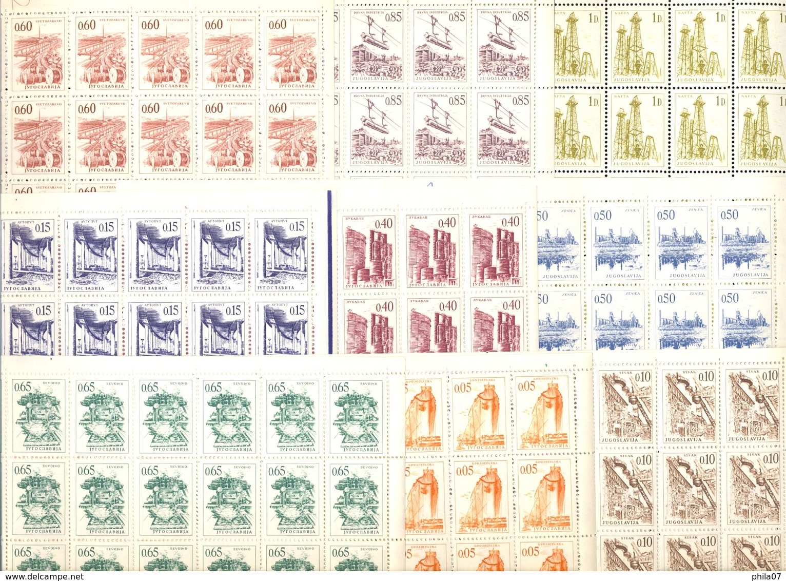 Yugoslavia - Mi.No. 1164/1172, Complete Series In Sheet, Stamp Mi.No. 1170 Left Vertical Edge In Brown Color / 10 Scans - Blocks & Sheetlets