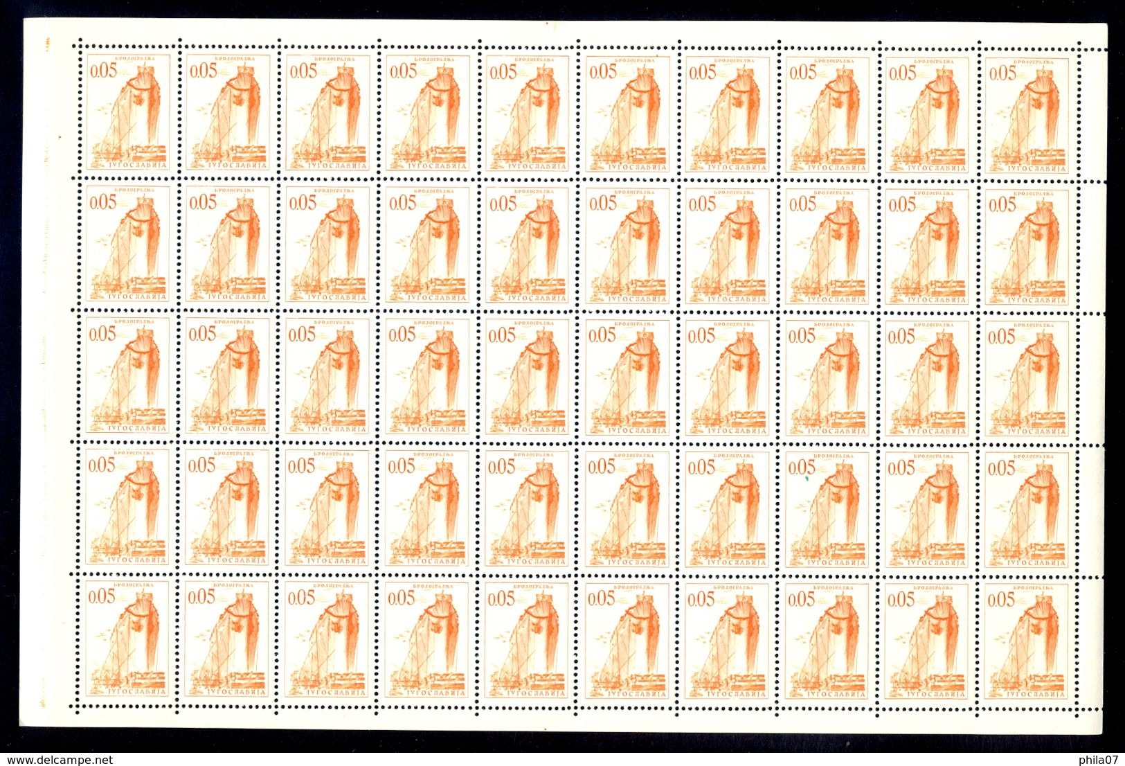 Yugoslavia - Mi.No. 1164/1172, Complete Series In Sheet, Stamp Mi.No. 1170 Left Vertical Edge In Brown Color / 10 Scans - Blocks & Sheetlets