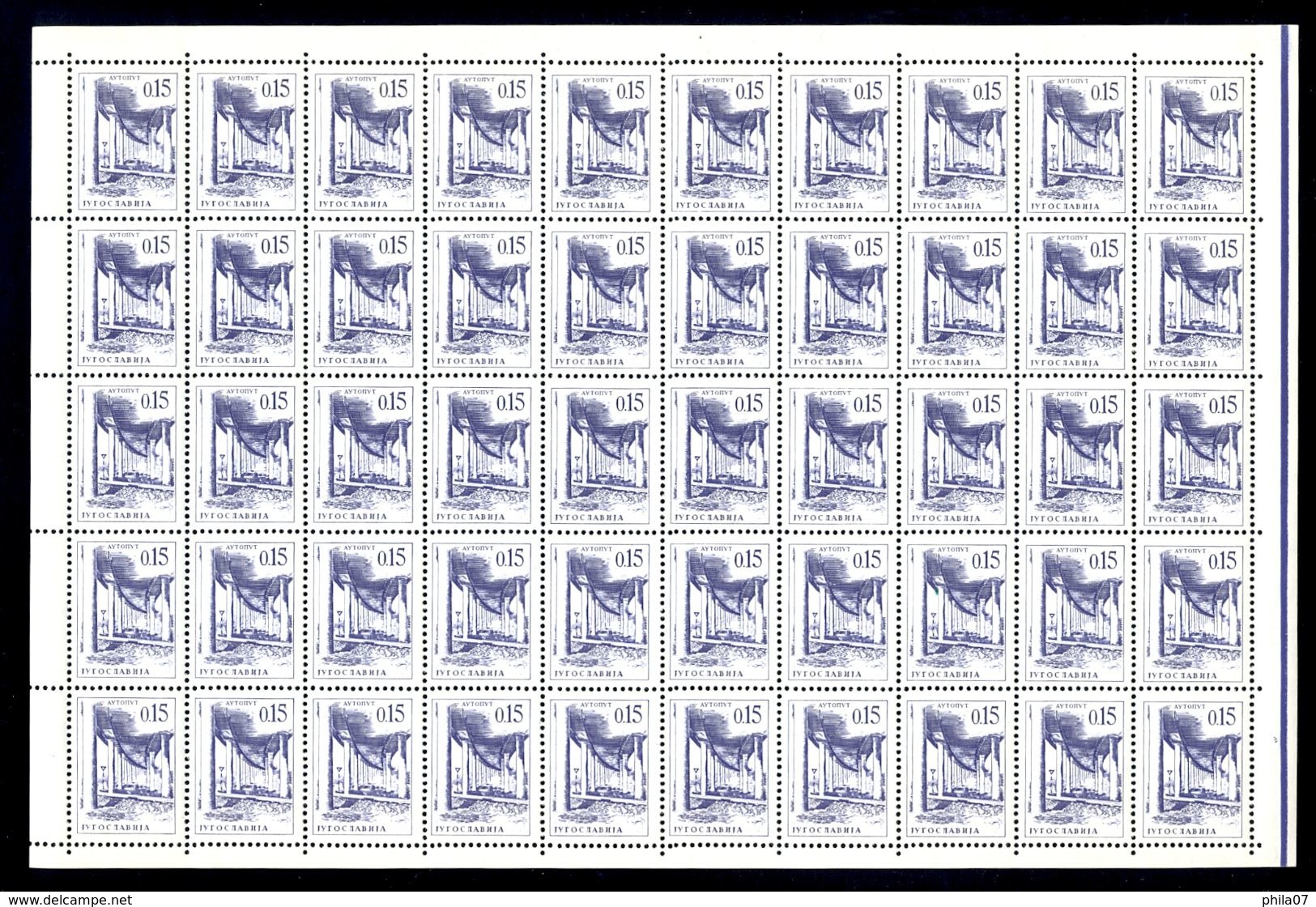 Yugoslavia - Mi.No. 1164/1172, Complete Series In Sheet, Stamp Mi.No. 1170 Left Vertical Edge In Brown Color / 10 Scans - Blocks & Sheetlets