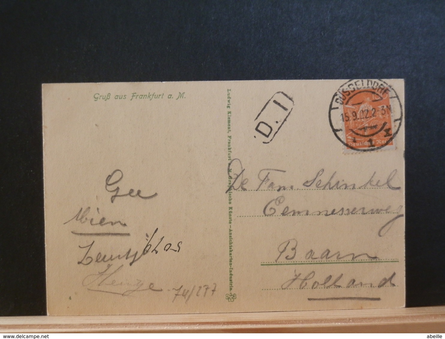 74/277 CP  ALLEMAGNE  1922 - Lettres & Documents