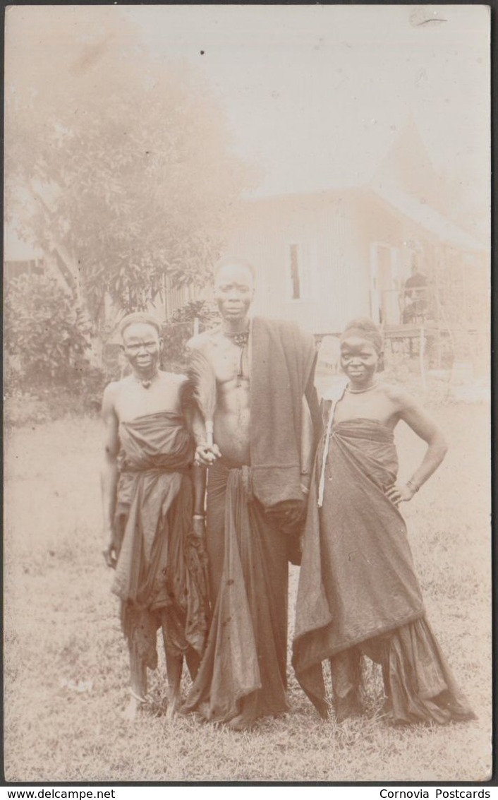Chief Mayombe & Two Wives, Kinshasa, Belgian Congo, C.1910 - Thomas Lewis RP Postcard - Kinshasa - Leopoldville