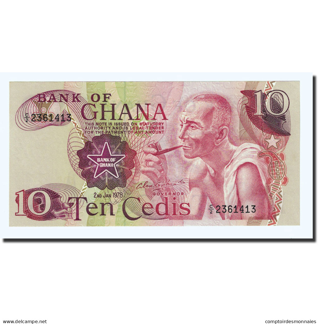 Billet, Ghana, 10 Cedis, 1978-01-02, KM:16f, NEUF - Ghana