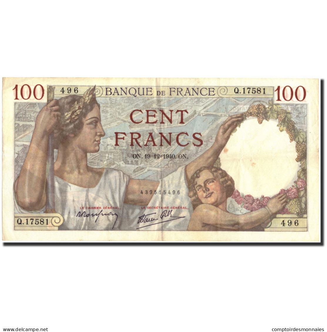 France, 100 Francs, 100 F 1939-1942 ''Sully'', 1940, 1940-12-19, TTB+ - 100 F 1939-1942 ''Sully''