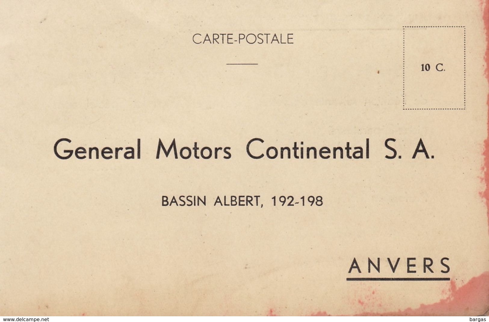 Carte Postale General Motors Continental à Anvers Département Pièces Détachées - Cars