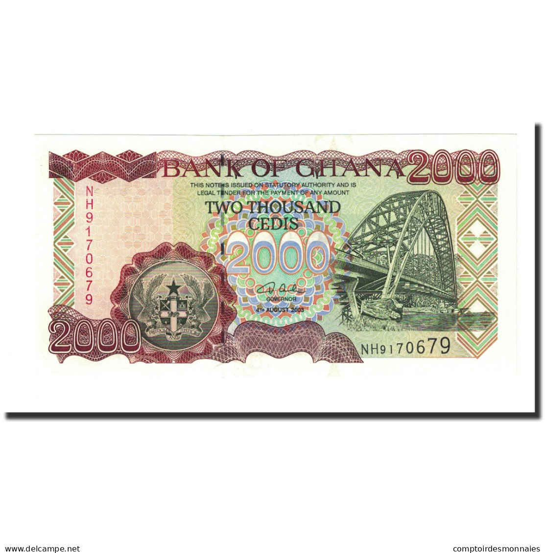 Billet, Ghana, 2000 Cedis, 2003-08-04, KM:33h, NEUF - Ghana