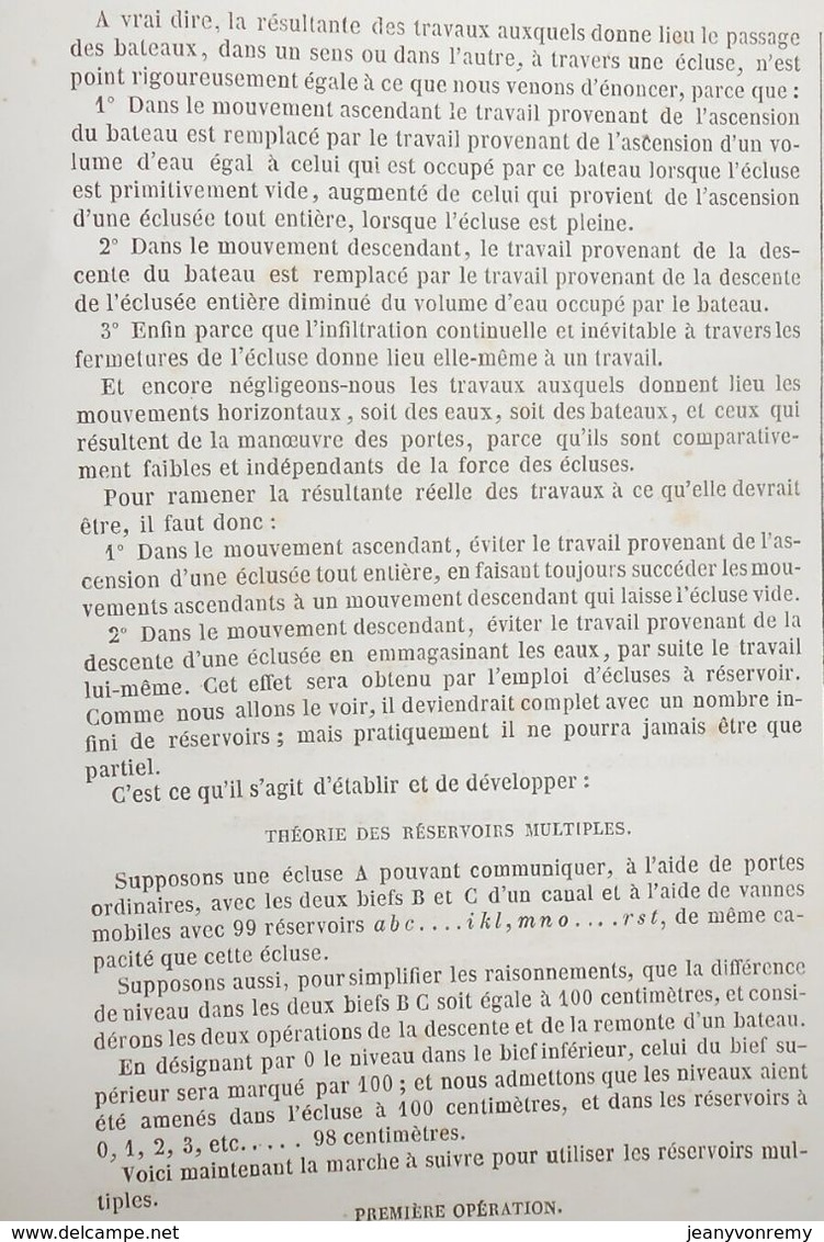 Plan D'écluses Multiples Et écluses à Réservoir. 1859. - Public Works