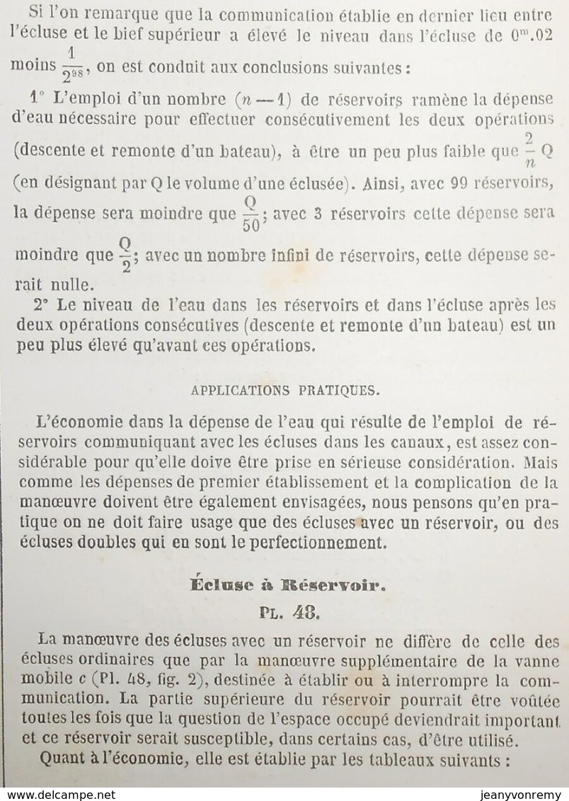 Plan d'écluses multiples et écluses à réservoir. 1859.