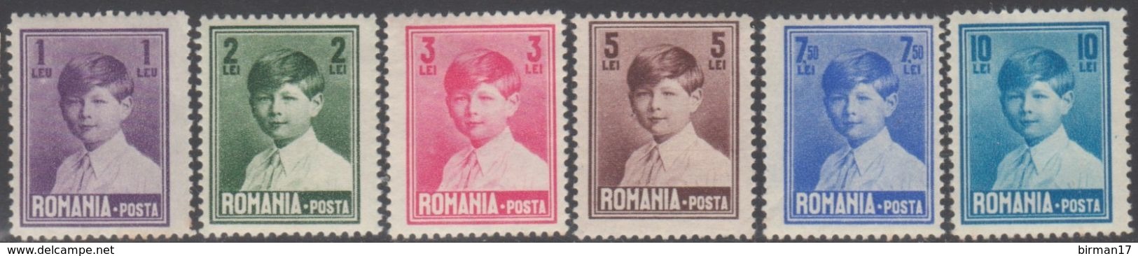 ROUMANIE 1928-29 6 TP Roi Michel 1er N° 338 à 343 Y&T Neuf * Charnière - Neufs