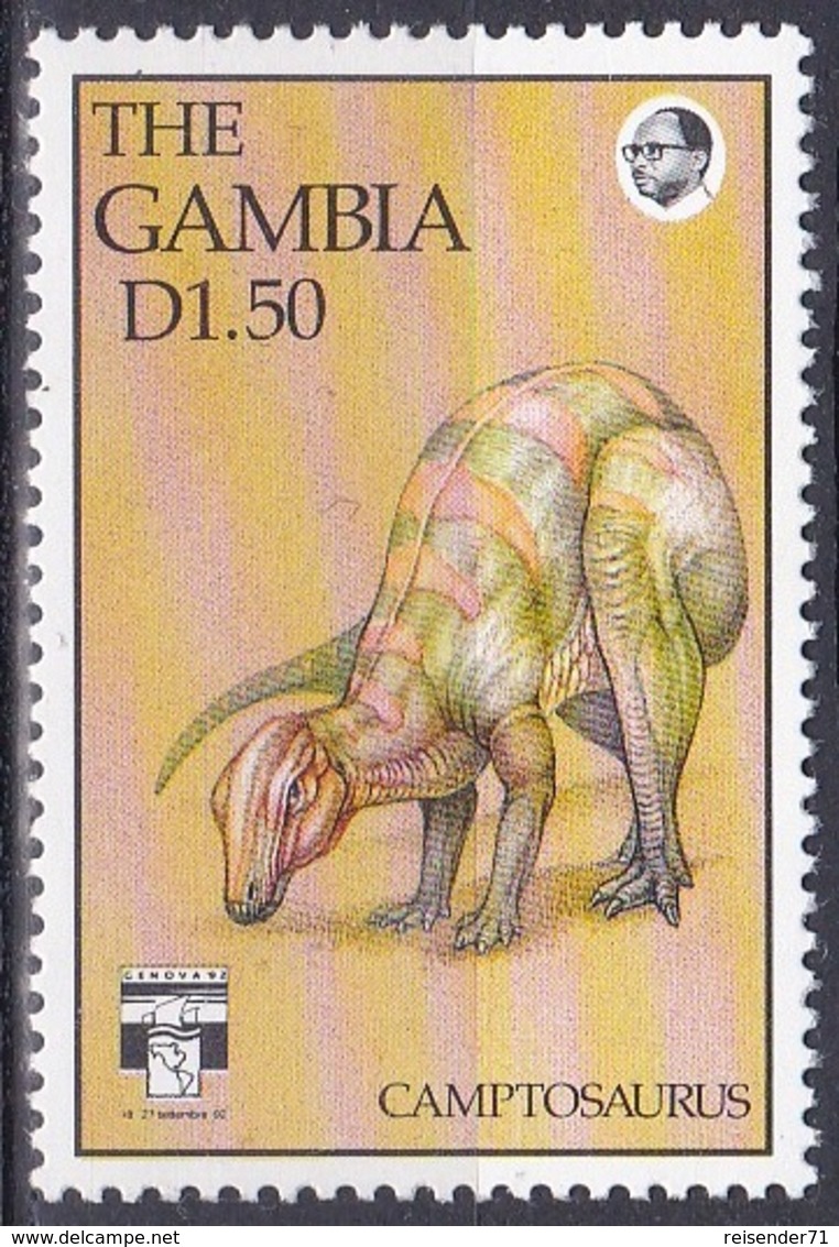 Gambia 1992 Tiere Fauna Animals Dinosaurier Saurier Camptosaurus Dinosaurs Saurian, Mi. 1409 ** - Gambia (1965-...)