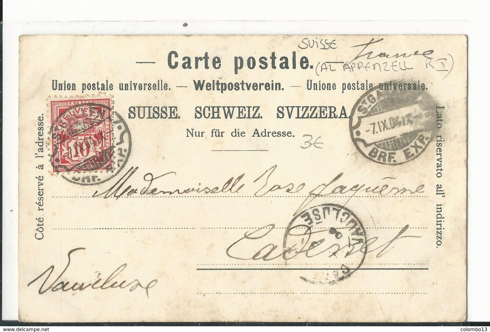 SUISSE GRUSS AUS DEM APPENZELLERLAND 1904 - Appenzell