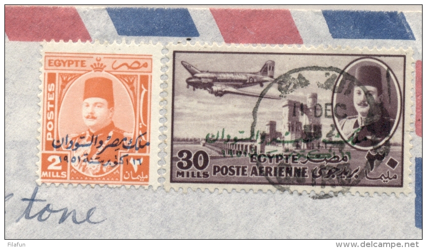 Egypt - 1952 -5 Different Overprinted Stamps On 2 Covers To USA And To NL - Brieven En Documenten