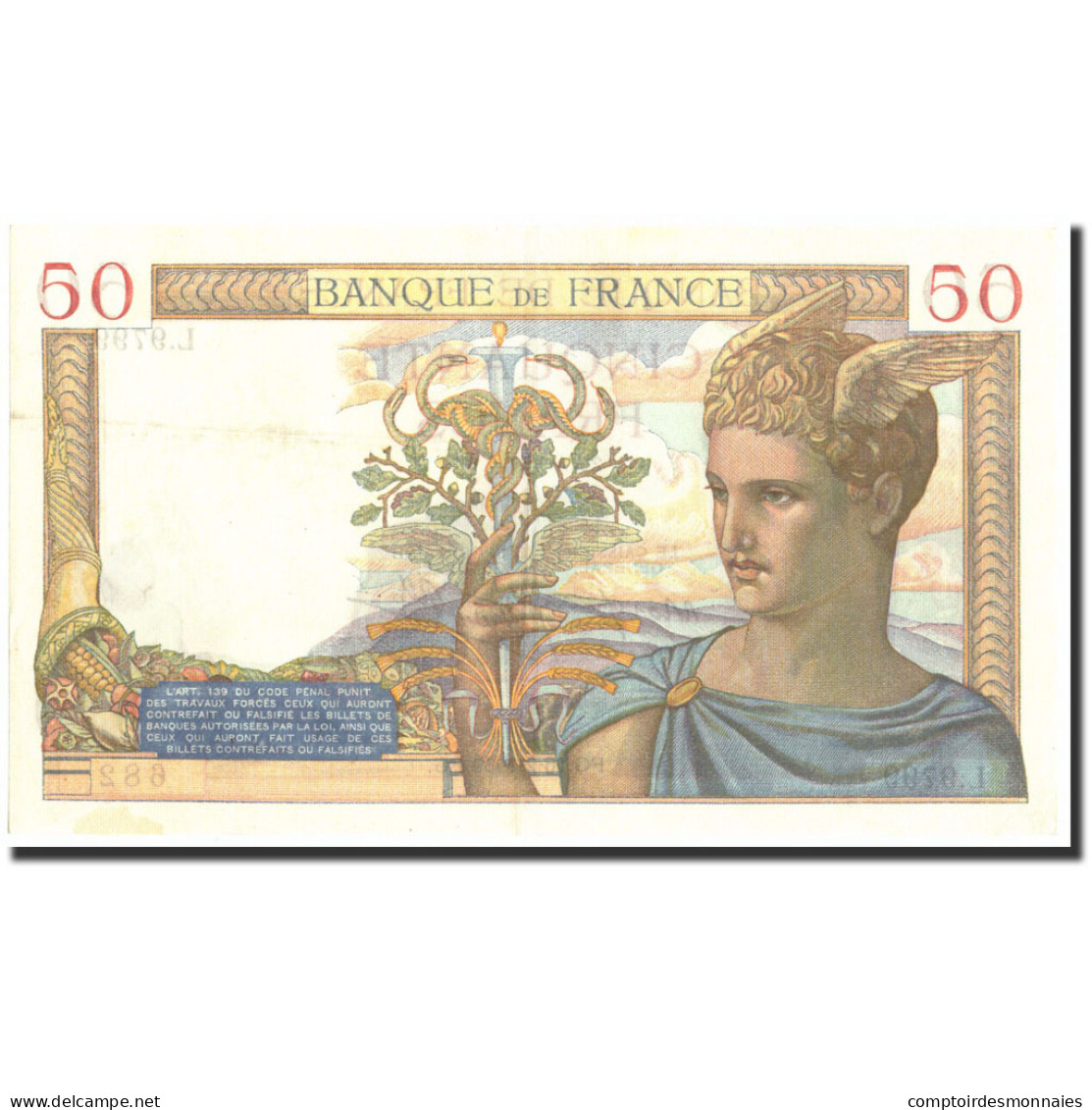 France, 50 Francs, 50 F 1934-1940 ''Cérès'', 1939, 1939-02-16, SPL - 50 F 1934-1940 ''Cérès''