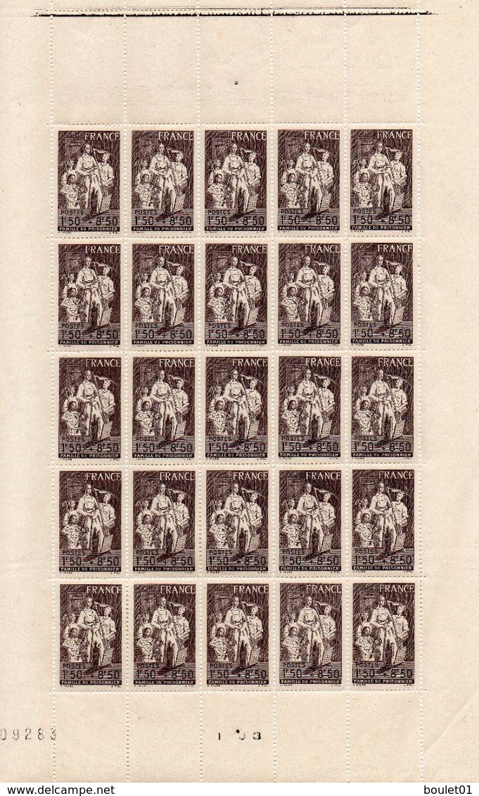 Feuille De 25 Timbres Neufs N° 585 De 1943 (voir Le Scan) - Ganze Bögen