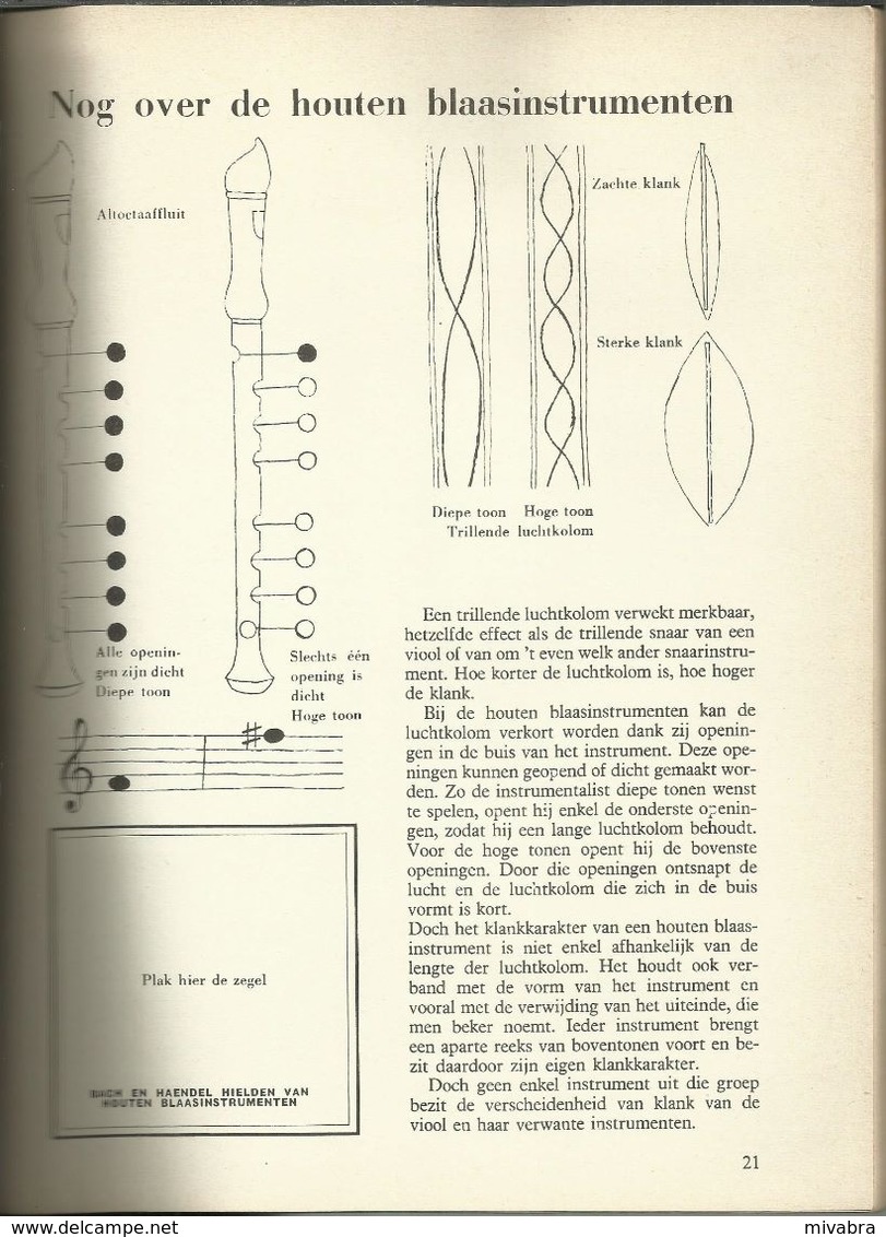 ENCYCLOPEDIE IN ZEGELS N° 31 MUZIEKINSTRUMENTEN ( HOBO HARP GITAAR DOEDELZAK HOORN ACCORDEON TROMBONE LUIT ...) 1961 - Encyclopedieën