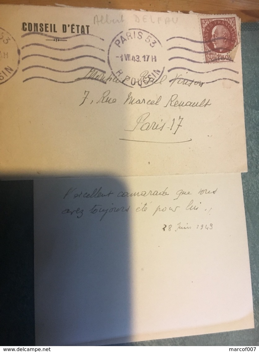Carte De Visite +enveloppe  Albert DELFAU 1949 - Autres & Non Classés