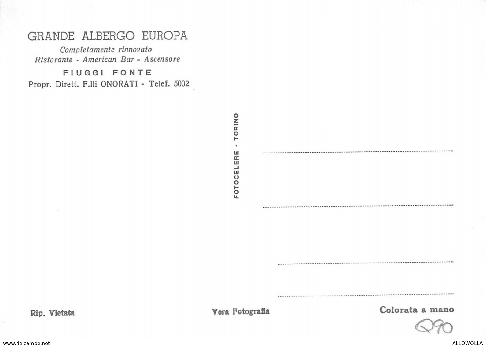 402 - "FIUGGI GRANDE ALBERGO EUROPA-VEDUTA PARZIALE CON AUTO D'EPOCA"  -  CARTOLINA  ORIGINALE  - NON SPEDITA - Altri & Non Classificati