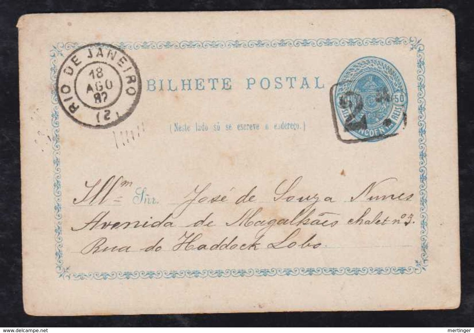 Brazil Brasil 1882 BP 4 50R Armas Stationery Card Local Use RIO DE JANEIRO - Ganzsachen