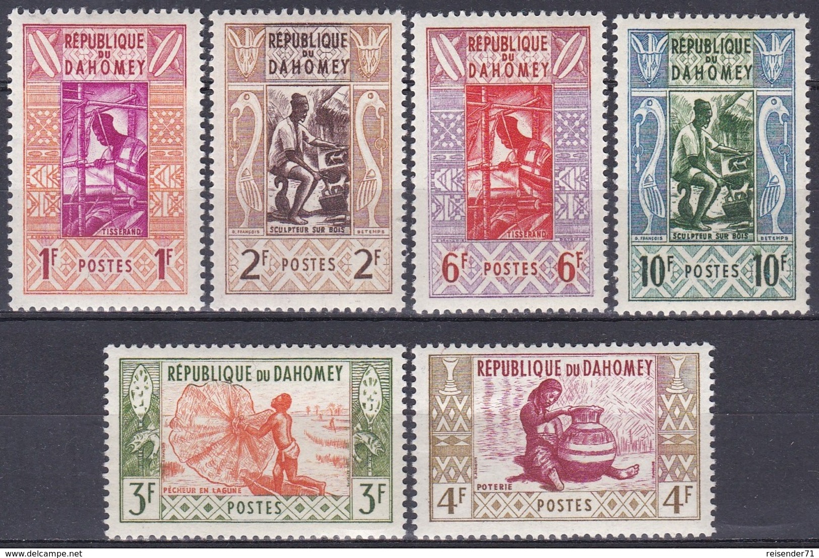 Dahomey Benin 1961 Gesellschaft Arbeitswelt Work Berufe Profession Weber Schnitzer Töpfer Fischer, Mi. 178-3 ** - Benin – Dahomey (1960-...)