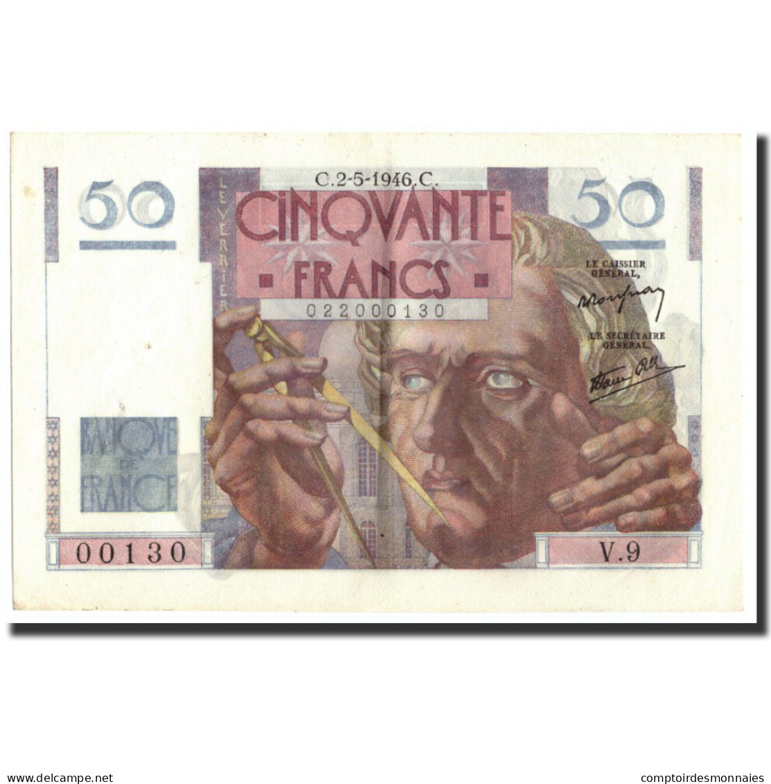 France, 50 Francs, 50 F 1946-1951 ''Le Verrier'', 1946, 1946-05-02, SUP - 50 F 1946-1951 ''Le Verrier''