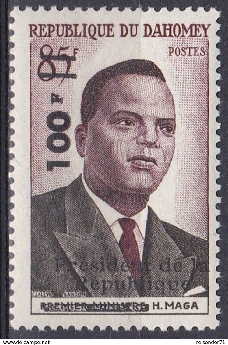 Dahomey Benin 1961 Geschichte Unabhängigkeit Independence Persönlichkeiten Präsident Hubert Maga, Mi. 186 ** - Benin – Dahomey (1960-...)