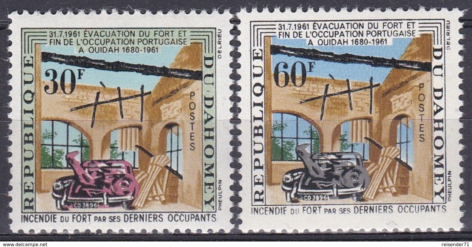 Dahomey Benin 1962 Geschichte History Bauwerke Buildings Militär Festungen Fortresses Fort Ouidah, Mi. 193-4 ** - Benin – Dahomey (1960-...)