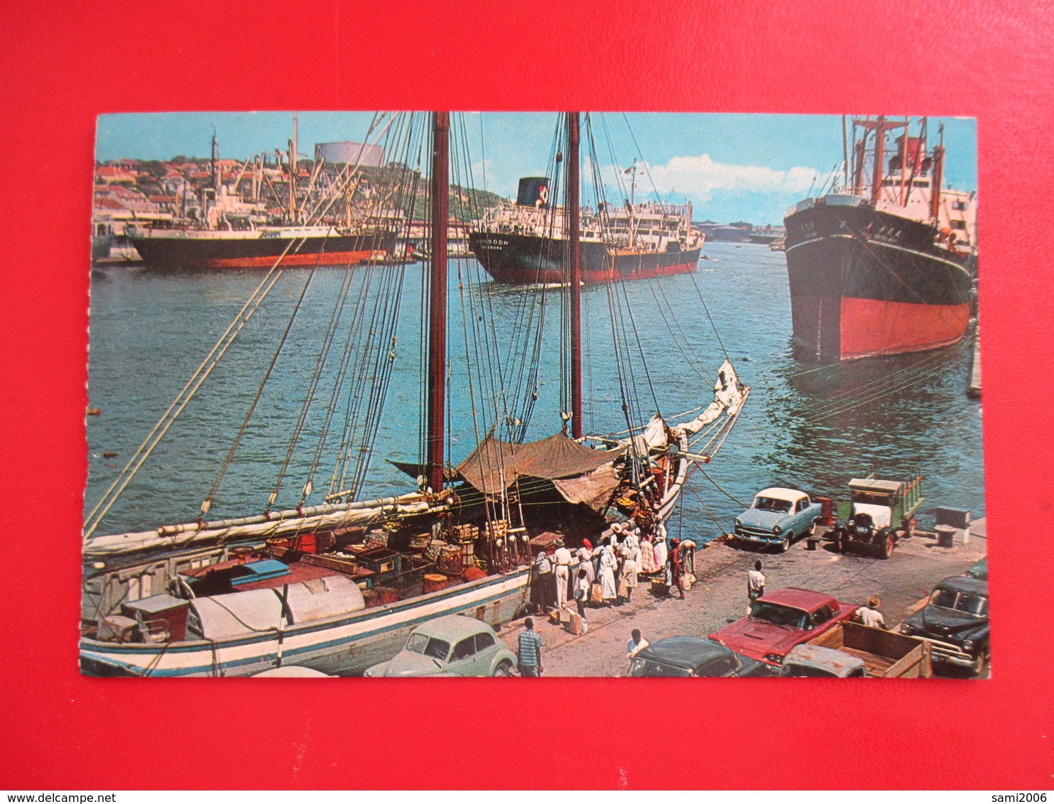 CPA CURACAO HARBOR PORT BATEAUX VOITURES ANCIENNES - Curaçao