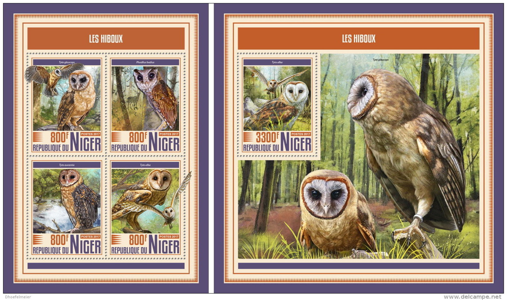 NIGER 2017 MNH** Owls Eulen Hiboux M/S+S/S - OFFICIAL ISSUE - DH1750 - Owls