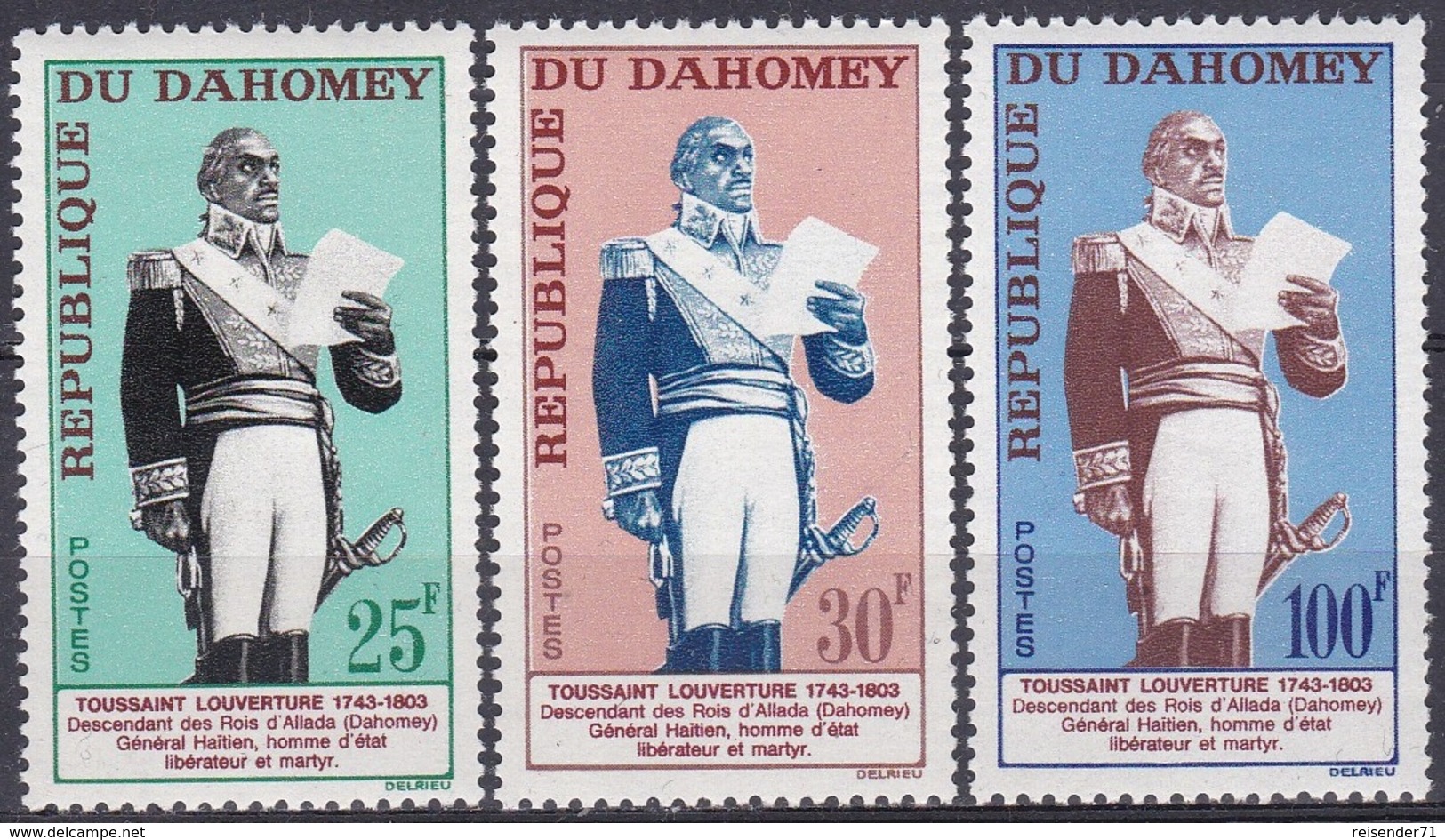 Dahomey Benin 1963 Geschichte Persönlichkeiten General Generäle Toussaint-Louverture Herrscher Allada, Mi. 226-8 ** - Benin – Dahomey (1960-...)