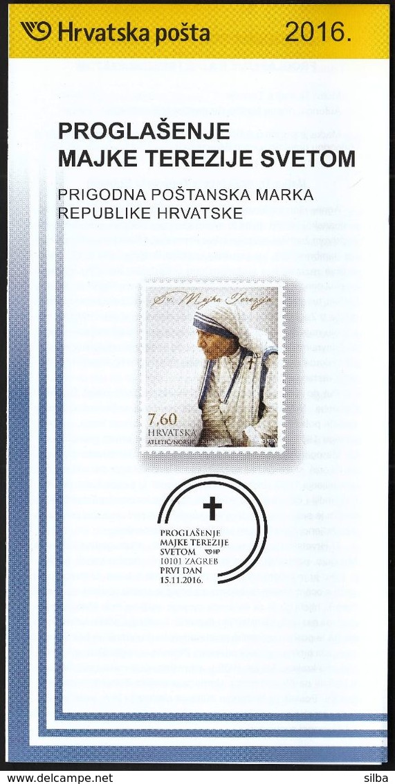 Croatia 2016 / Prospectus, Leaflet, Brochure / Proclamation Of Mother Teresa As A Saint - Croatie