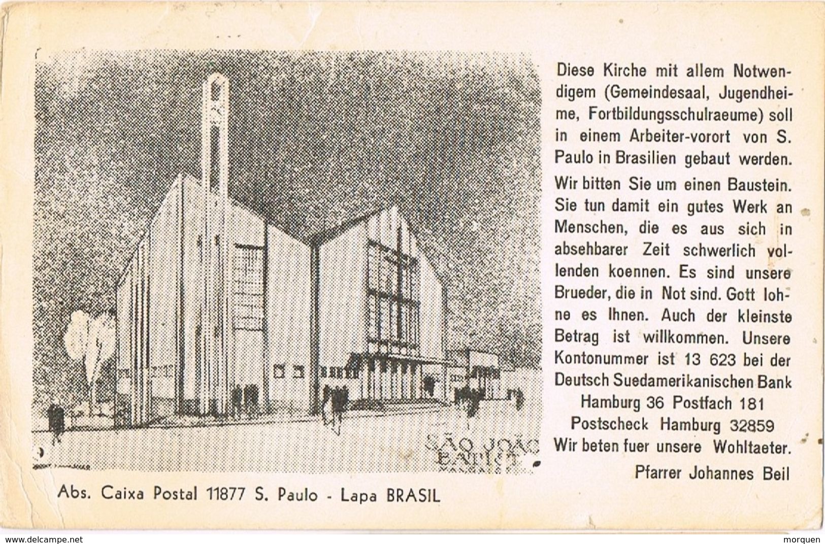 27259. Postal LAPA , Sao Paulo (Brasil) 1963, Iglesia S. Paulo To Germany - Cartas & Documentos
