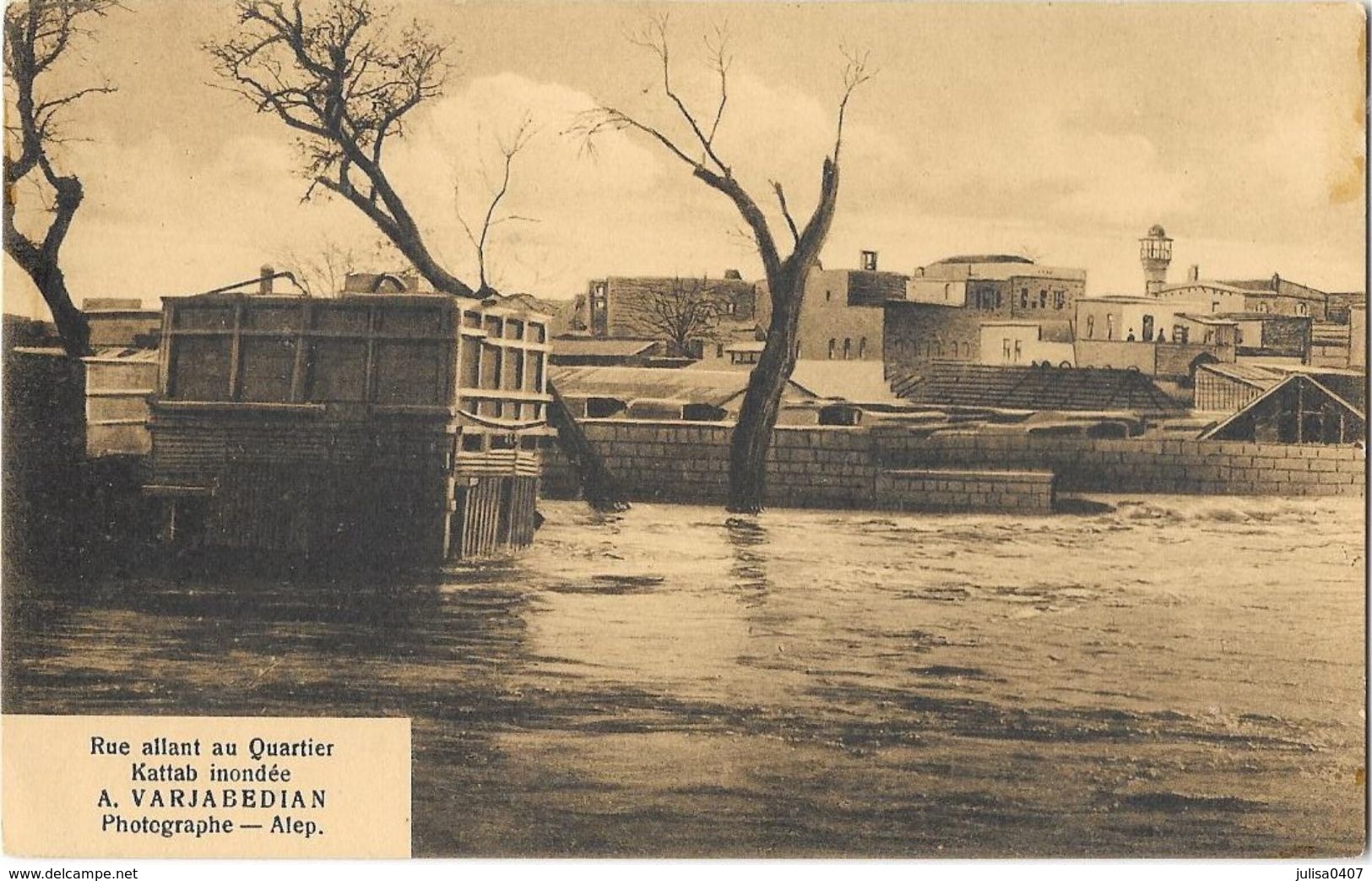 ALEP (Syrie) Inondations Rue Allant Au Quartier Kattab Inondée 1922 - Syrien