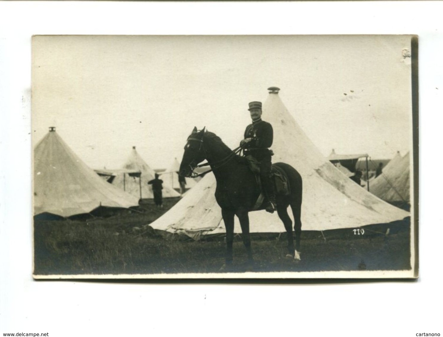 Cp - Carte Photo - Officier Militaire à Cheval Devant Son Campement - "La Photographie Française - Toul" - Autres & Non Classés