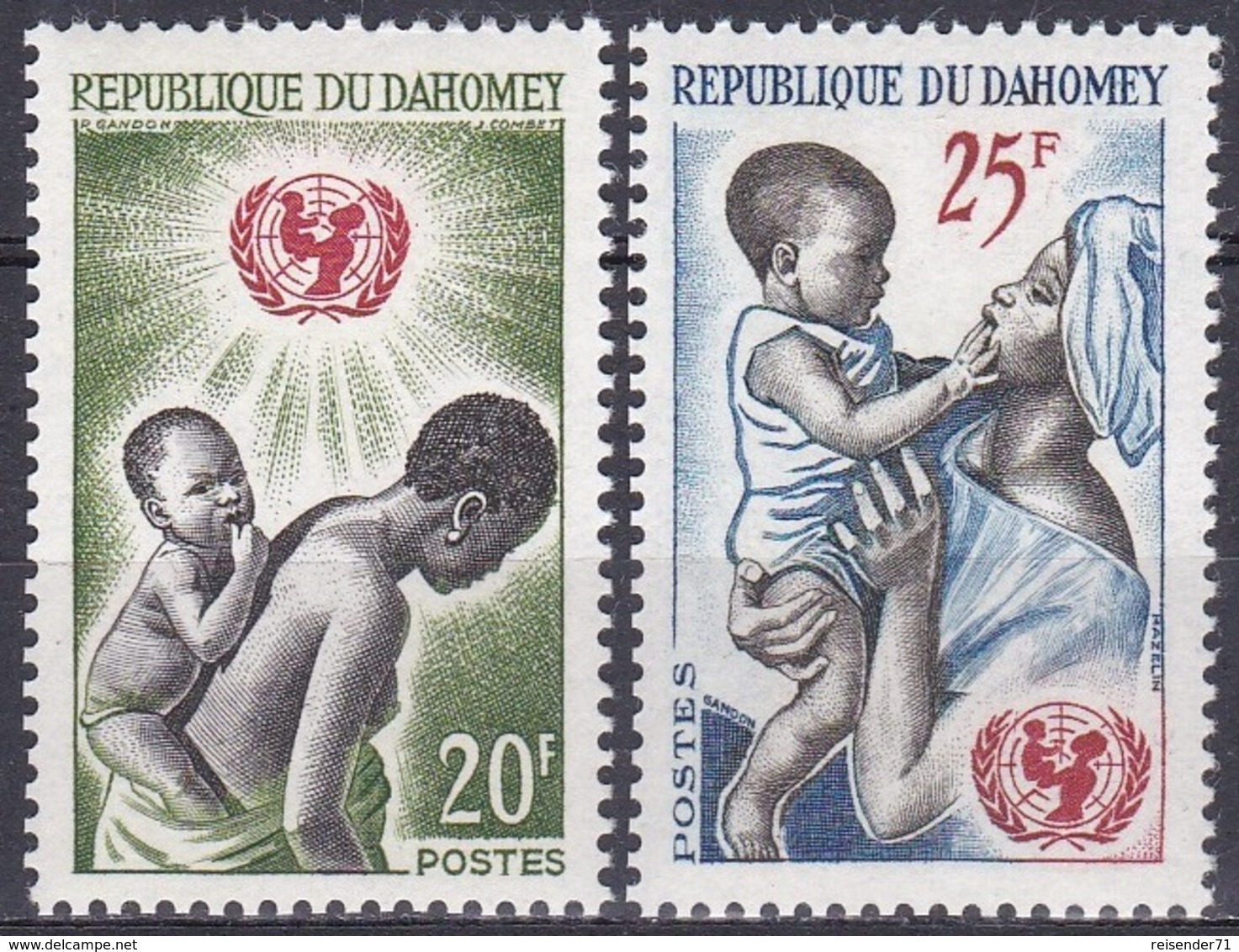 Dahomey Benin 1964 Organisationen Kinderhilfswerk UNICEF UNO Kinder Children, Mi. 242-3 ** - Benin – Dahomey (1960-...)