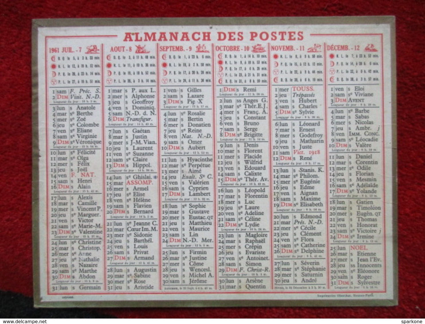 Almanach Des Postes / De 1961 - Grand Format : 1961-70